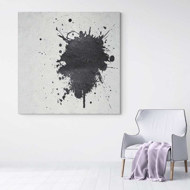 Abstract Black and White Dance of Colors - Modern Oil Painting for Unique Home Decor