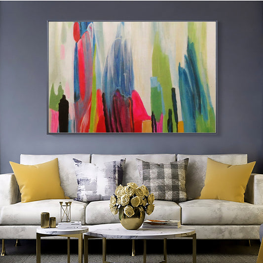 Vibrant Abstract Landscape Oil Painting for Modern Home Decor