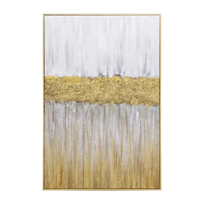 Abstract Gold and White Oil Painting for Elegant Home Decor