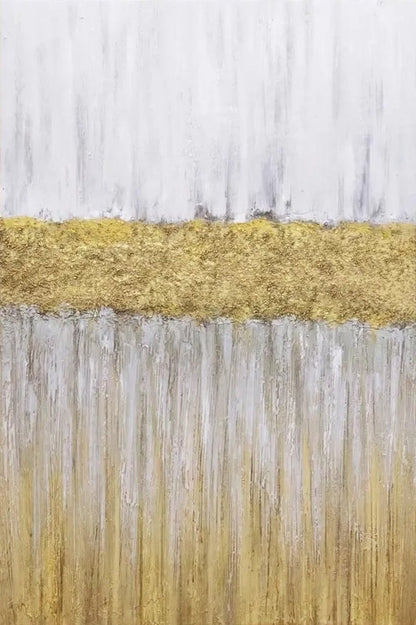 Abstract Gold and White Oil Painting for Elegant Home Decor