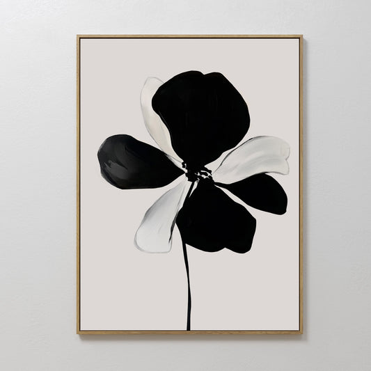 Elegant Monochrome Floral Canvas Painting for Modern Home Décor