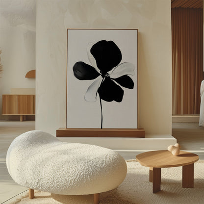 Elegant Monochrome Floral Canvas Painting for Modern Home Décor