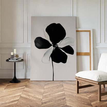 Elegant Monochrome Floral Canvas Painting for Modern Home Décor