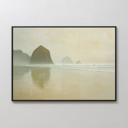 Serene Morning at Cannon Beach Coastal Oil Painting for Home Decor