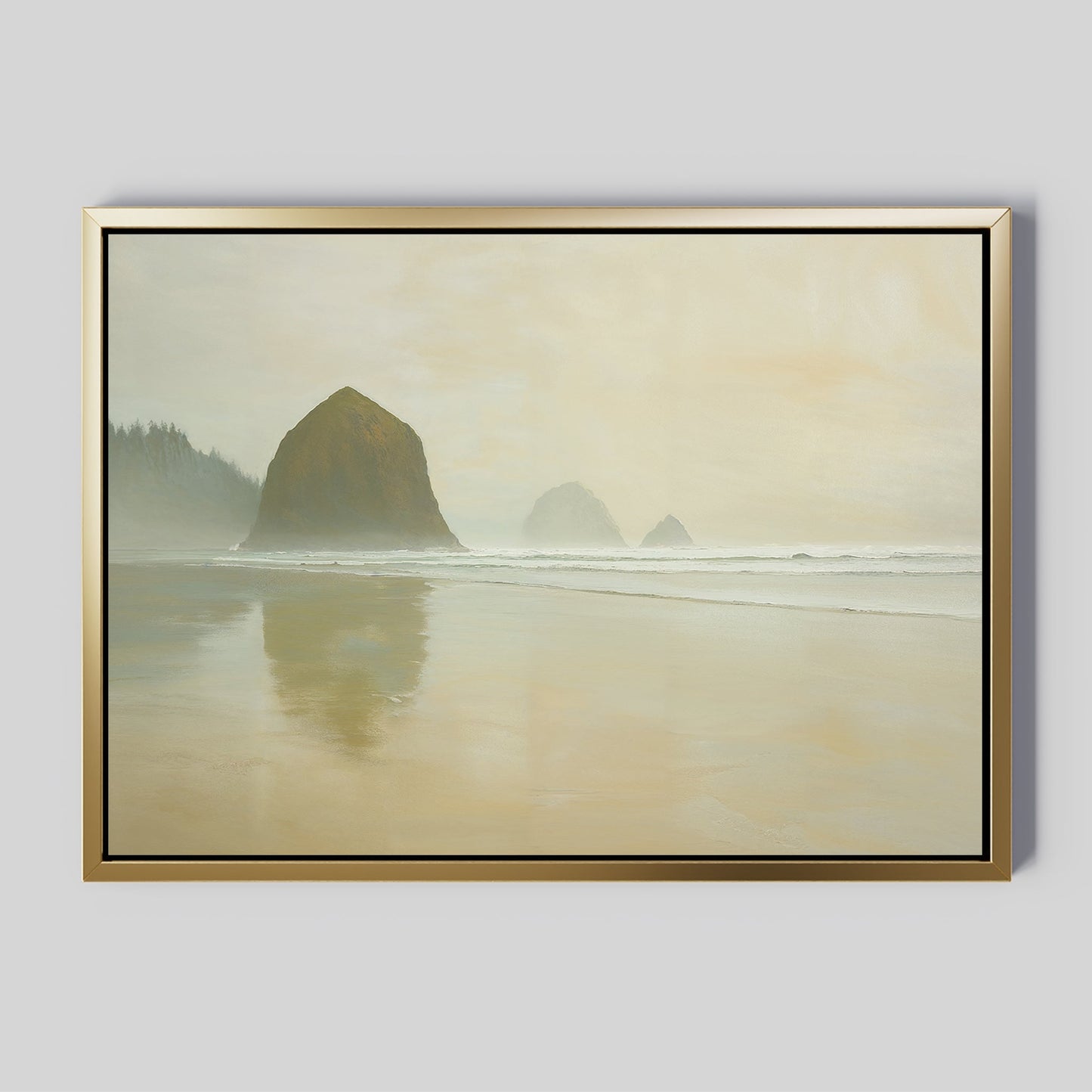 Serene Morning at Cannon Beach Coastal Oil Painting for Home Decor
