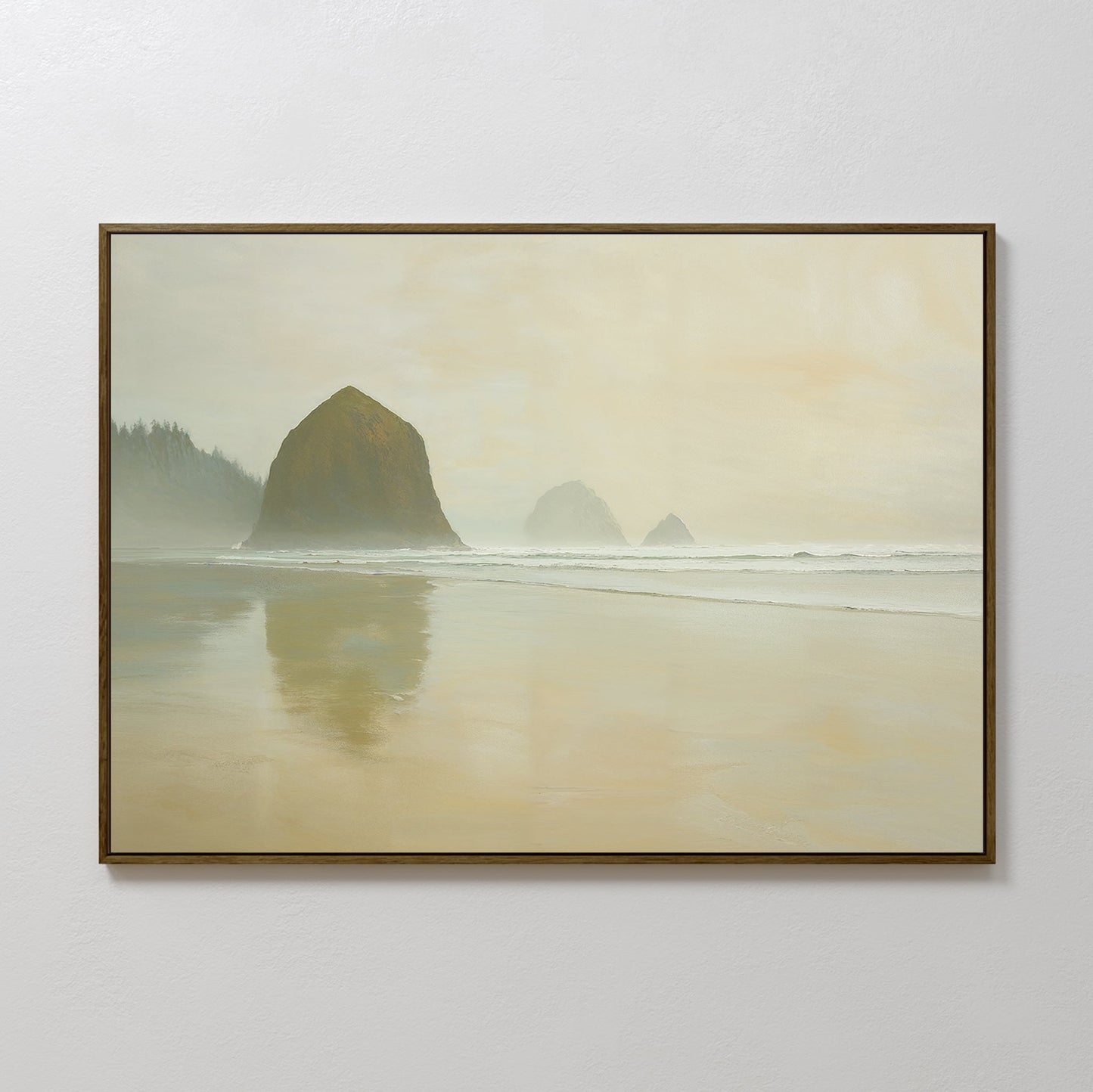 Serene Morning at Cannon Beach Coastal Oil Painting for Home Decor