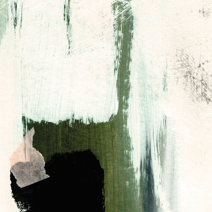 Modern Abstract Oil Painting with Green and Black Textures
