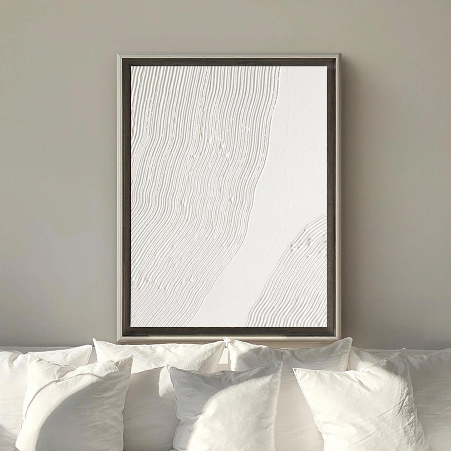 Serene White Textured Abstract Oil Painting for Modern Home Decor