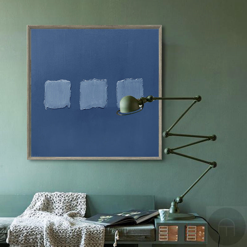 Serene Blue Minimalist Oil Painting for Modern Home Decor