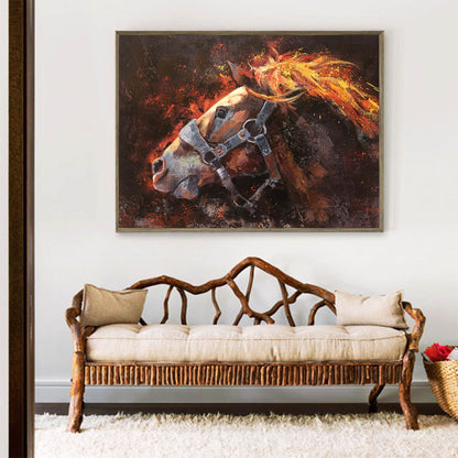 Vibrant Wild Horse Oil Painting | Abstract Equine Art for Modern Decor