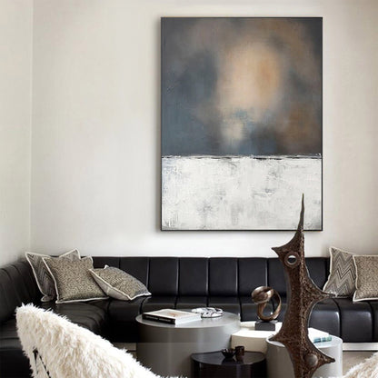 Modern Wabi-Sabi Oil Painting for Minimalist Home Decor and Tranquil Spaces