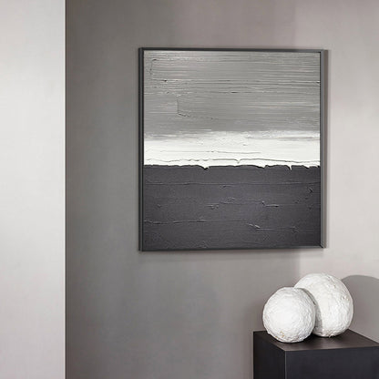 Elegant Black and White Minimalist Oil Painting for Modern Home Decor