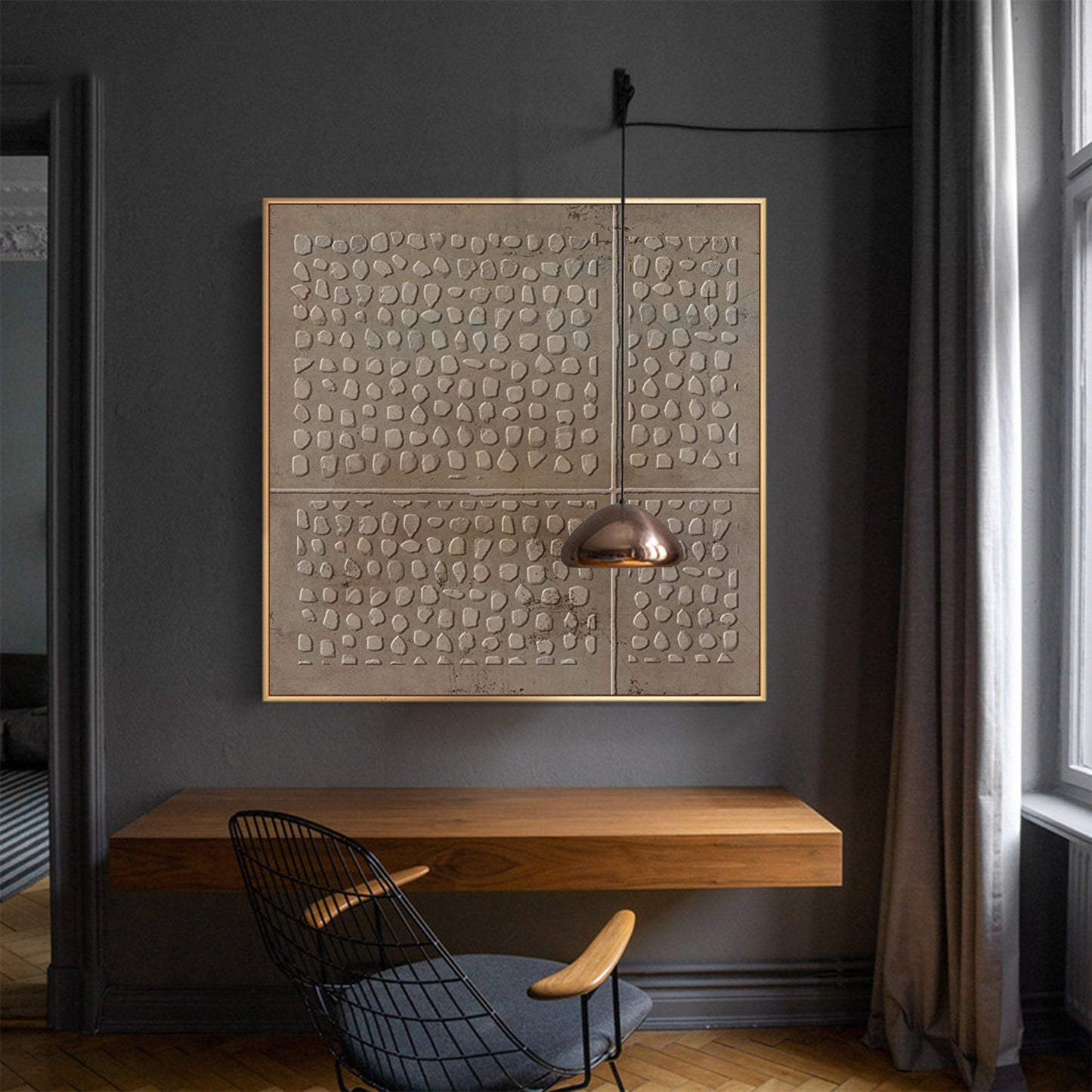 Rustic Wabi-Sabi Oil Painting for Modern Minimalist Home Décor