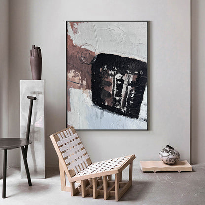 Contemporary Abstract Oil Painting with Bold Textures and Earthy Tones
