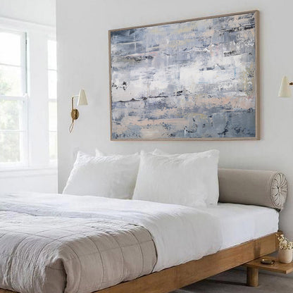 Serene Neutral Abstract Oil Painting for Modern Home Décor