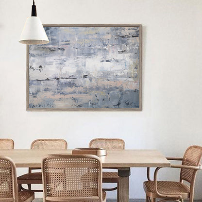 Serene Neutral Abstract Oil Painting for Modern Home Décor