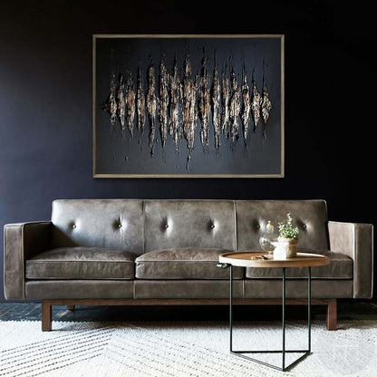 Textured Black and Gold Abstract Oil Painting for Modern Home Decor