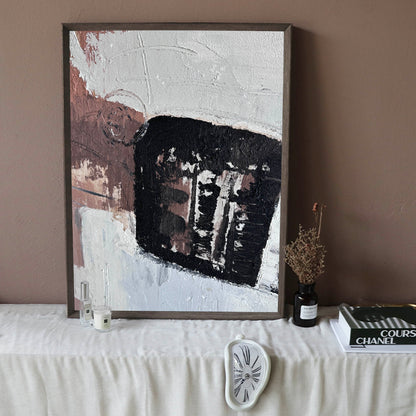 Contemporary Abstract Oil Painting with Bold Textures and Earthy Tones