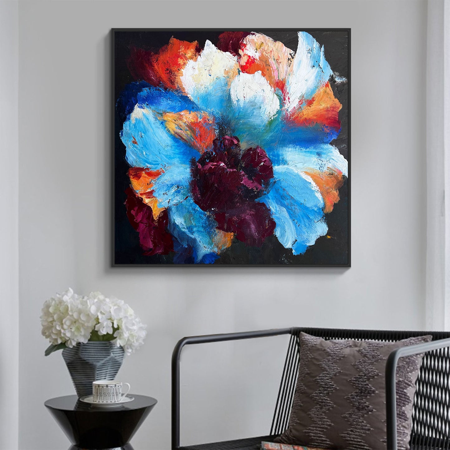 Vibrant Abstract Floral Oil Painting for Modern Home Decor