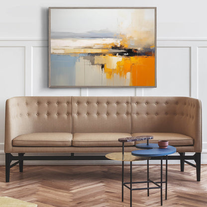 Vibrant Abstract Oil Painting for Modern Home Decor - Yellow and Gray Palette