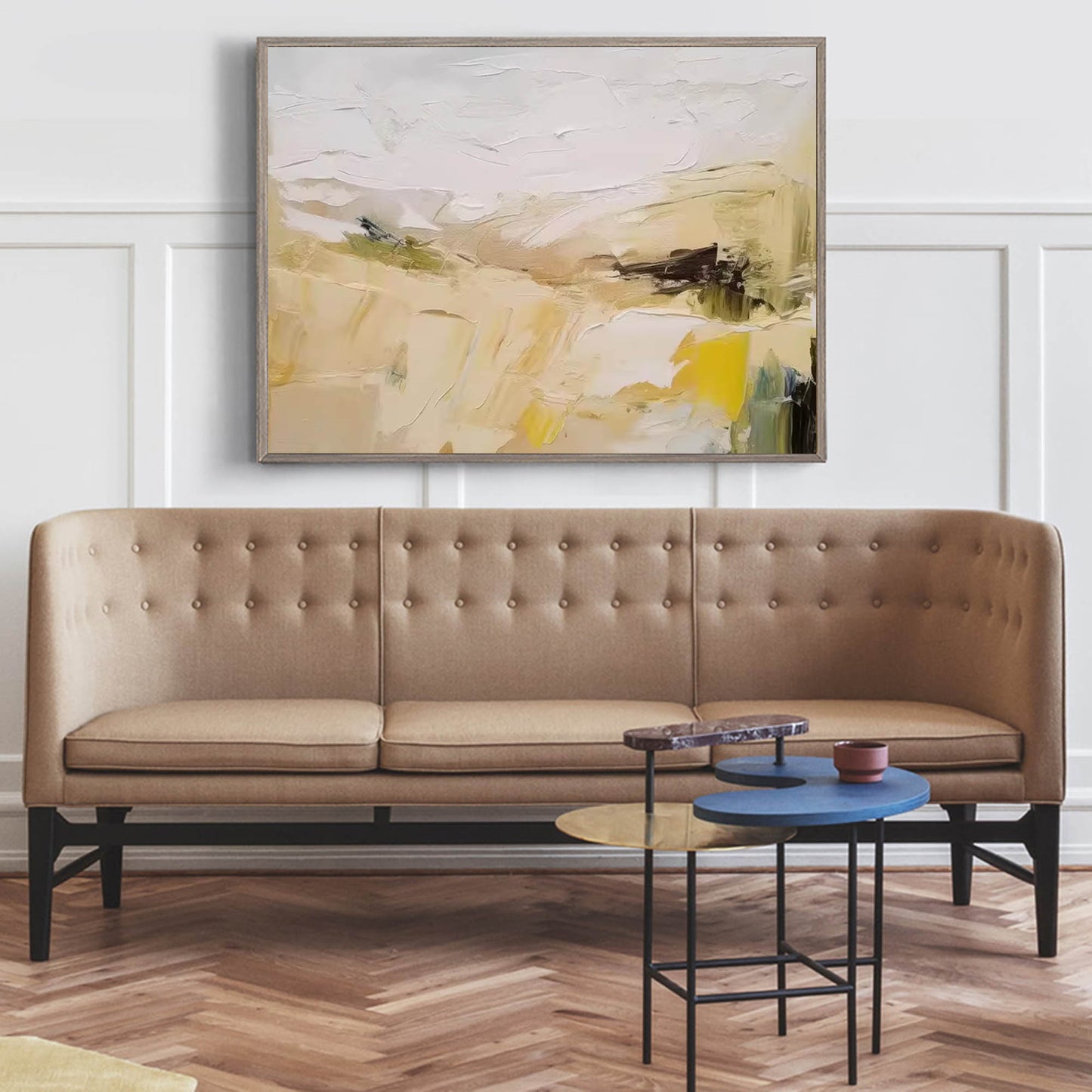 Serene Abstract Landscape Oil Painting for Modern Home Decor