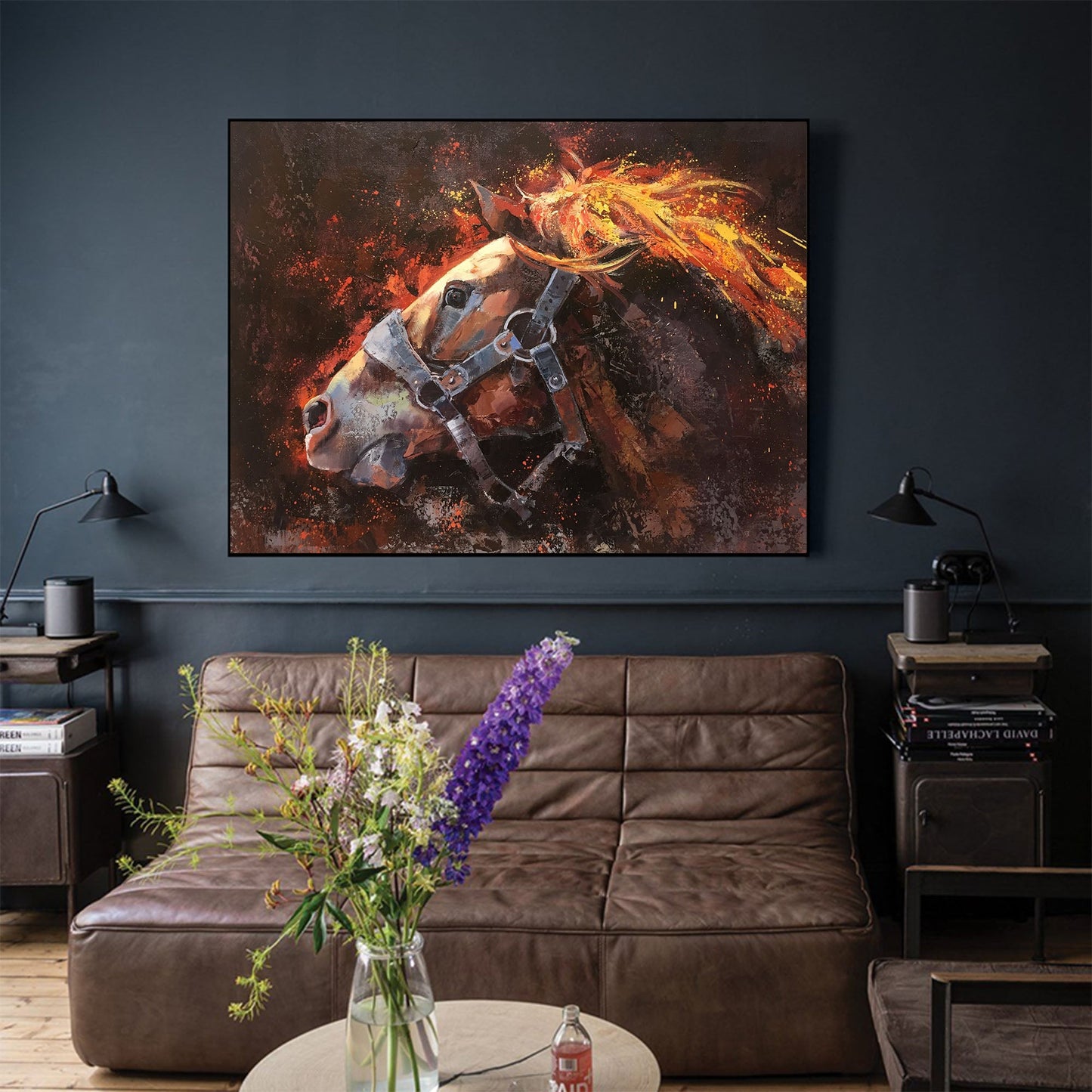 Vibrant Wild Horse Oil Painting | Abstract Equine Art for Modern Decor