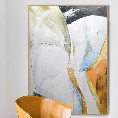 Modern Abstract Geometric Oil Painting in Vibrant Colors for Contemporary Decor