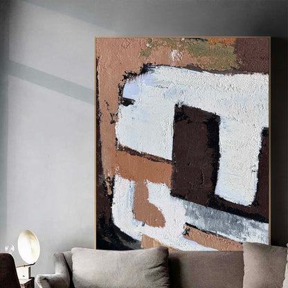 Contemporary Abstract Oil Painting with Bold Textures and Earthy Tones