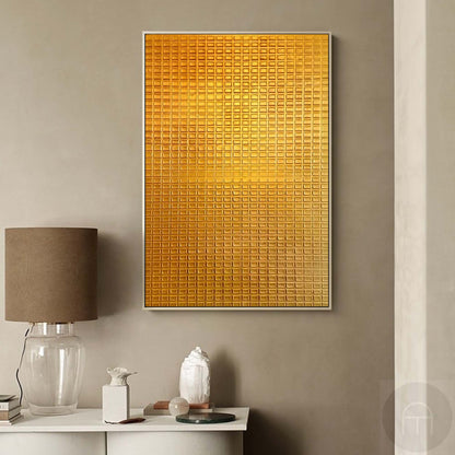 Textured Golden Abstract Oil Painting for Modern Home Decor and Wall Art