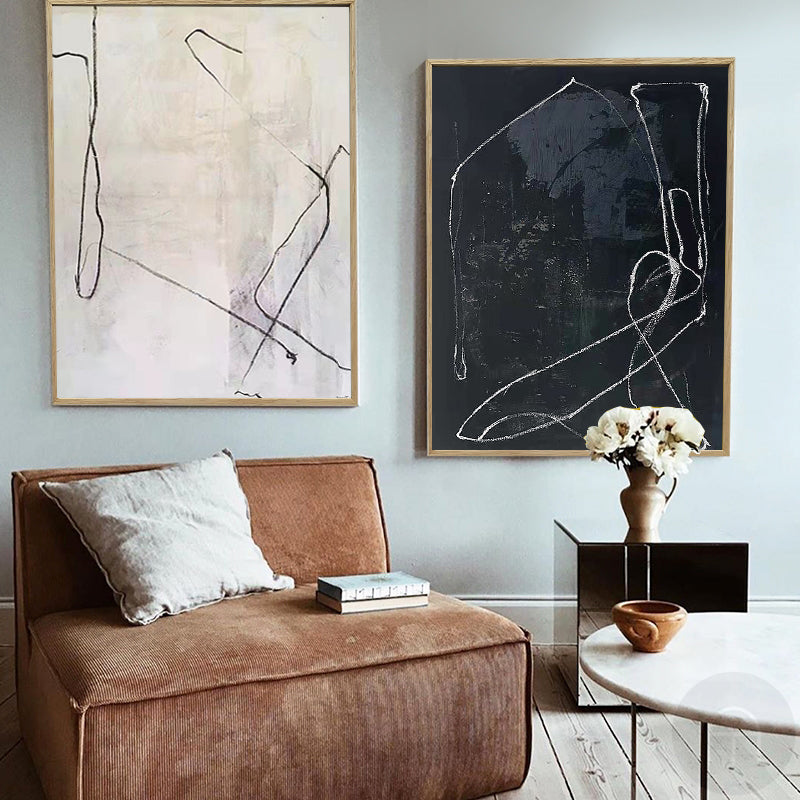 Monochrome Abstract Oil Painting for Modern Home Decor and Art Lovers