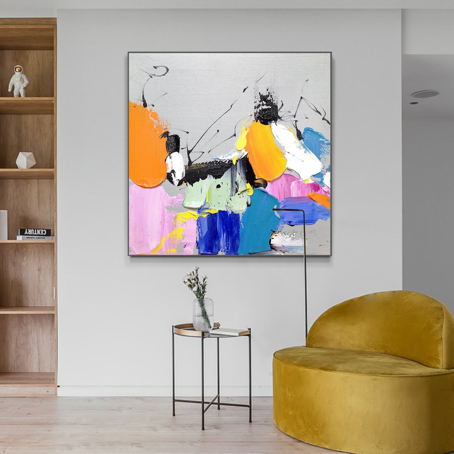 Vibrant Abstract Oil Painting with Dynamic Colors and Textures for Modern Decor