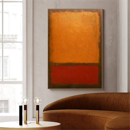 Vibrant Red and Orange Abstract Minimalist Oil Painting for Modern Decor