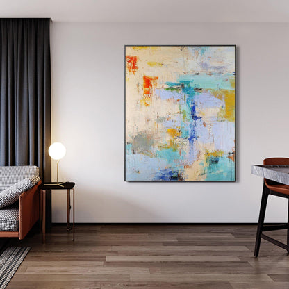 Vibrant Abstract Oil Painting with Dynamic Colors and Textures for Modern Decor