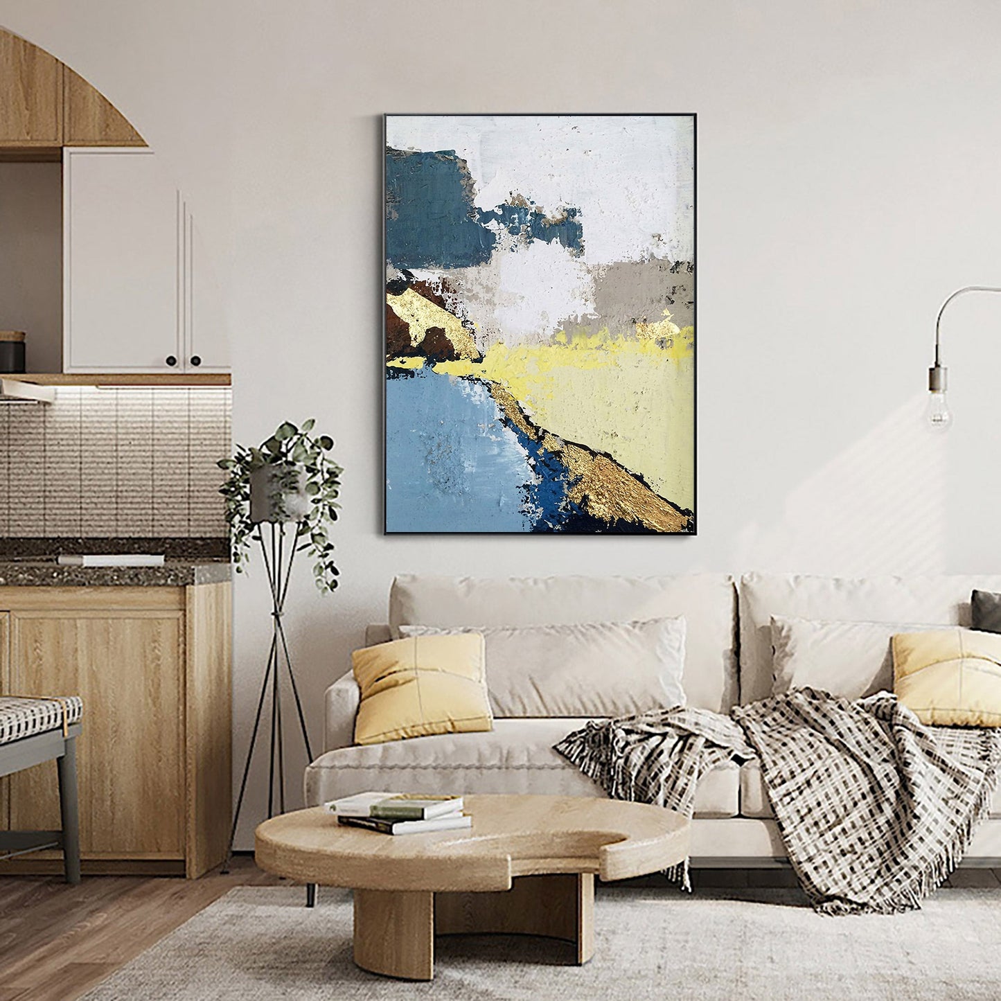 Stunning Gold Abstract Landscape Oil Painting for Modern Home Decor