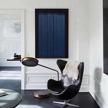 Elegant Blue Abstract Minimalist Oil Painting for Modern Art Decor