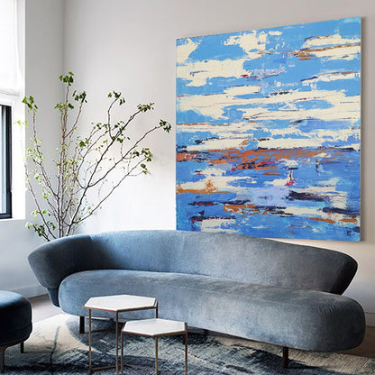 Contemporary Abstract Seascape Oil Painting for Modern Decor