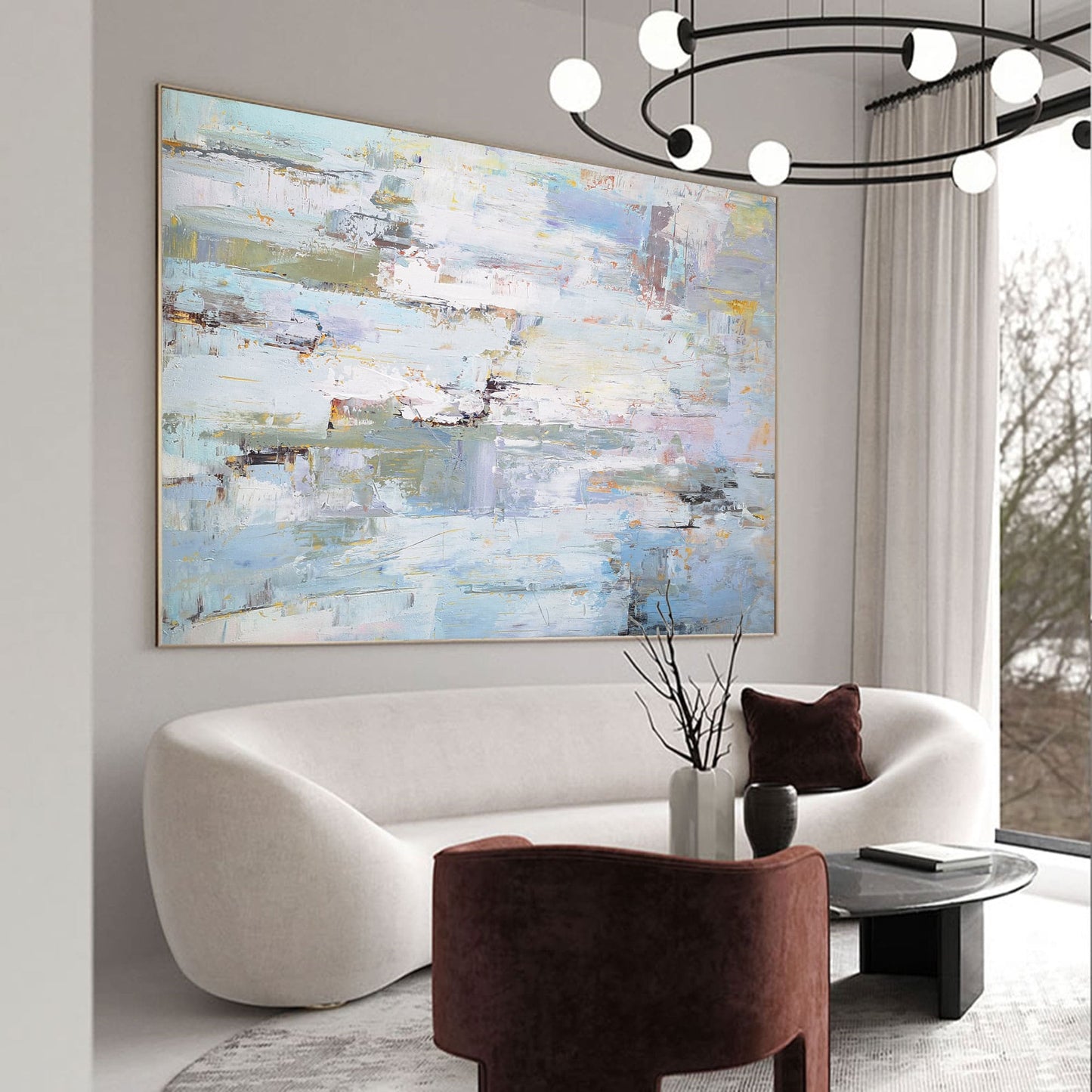 Serene Modern Abstract Oil Painting for Contemporary Home Decor