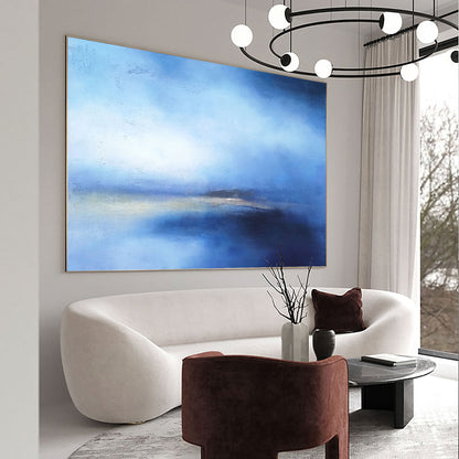 Serene Blue Ocean Abstract Oil Painting for Modern Home Decor and Tranquil Spaces