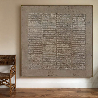 Textured Beige Wabi-Sabi Oil Painting for Modern Minimalist Home Decor