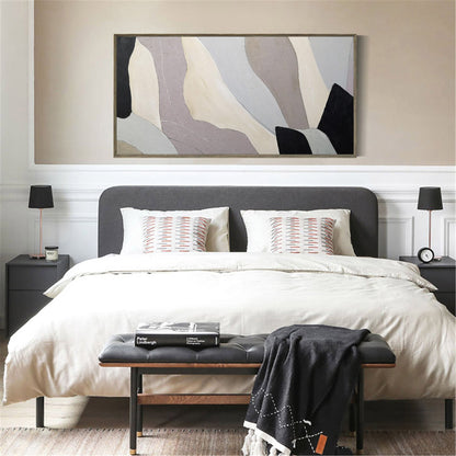 Modern Minimalist Abstract Oil Painting in Soothing Earth Tones for Contemporary Decor