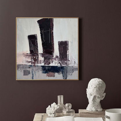 Abstract Modern Cityscape Oil Painting for Contemporary Decor