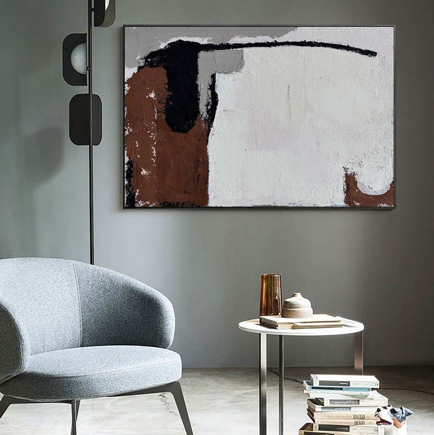 Modern Wabi-Sabi Abstract Oil Painting for Minimalist Home Decor