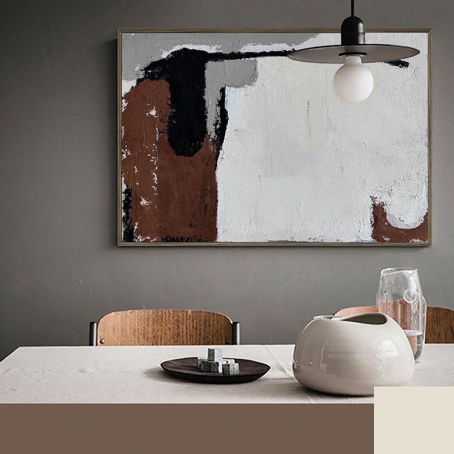 Modern Wabi-Sabi Abstract Oil Painting for Minimalist Home Decor