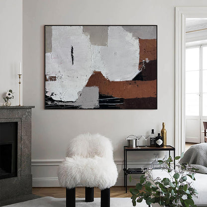 Contemporary Abstract Oil Painting with Bold Textures and Earthy Tones
