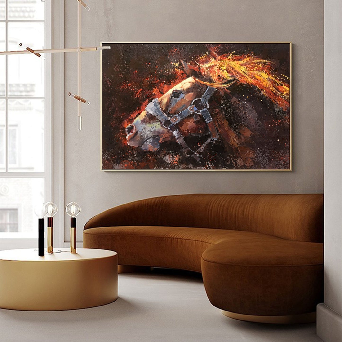 Vibrant Wild Horse Oil Painting | Abstract Equine Art for Modern Decor