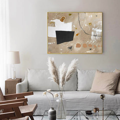 Contemporary Abstract Oil Painting with Energetic Textures and Bold Shapes