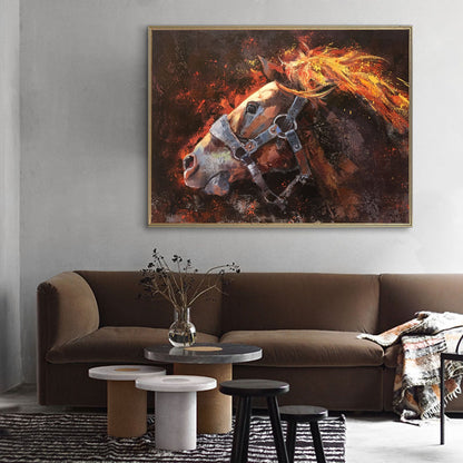 Vibrant Wild Horse Oil Painting | Abstract Equine Art for Modern Decor