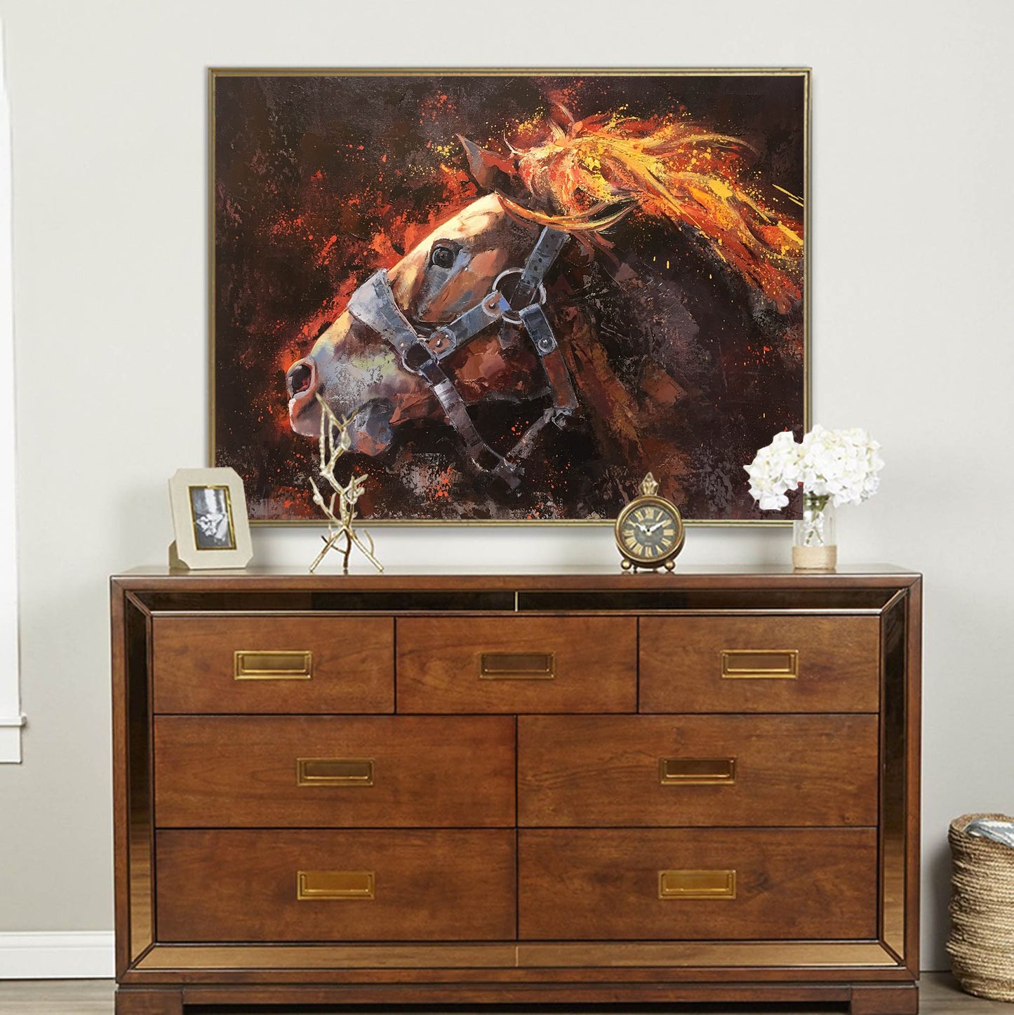 Vibrant Wild Horse Oil Painting | Abstract Equine Art for Modern Decor