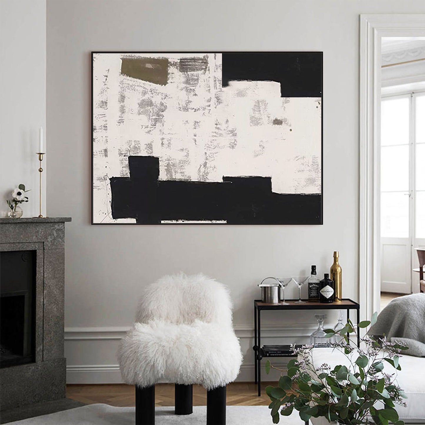 Elegant Wabi-Sabi Minimalist Oil Painting for Modern Home Decor and Art Lovers