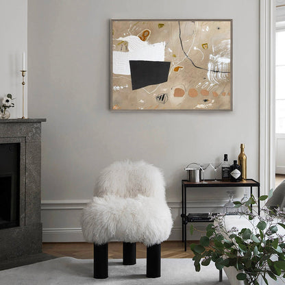 Contemporary Abstract Oil Painting with Energetic Textures and Bold Shapes